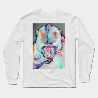 Oil monkey portrait painting in multicolored tones. Long Sleeve T-Shirt